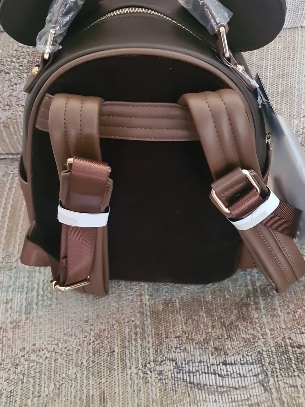 BoxLunch Exclusive Minnie Mouse Velvet Floral Interchangable Ear Backpack - Picture 7 of 7